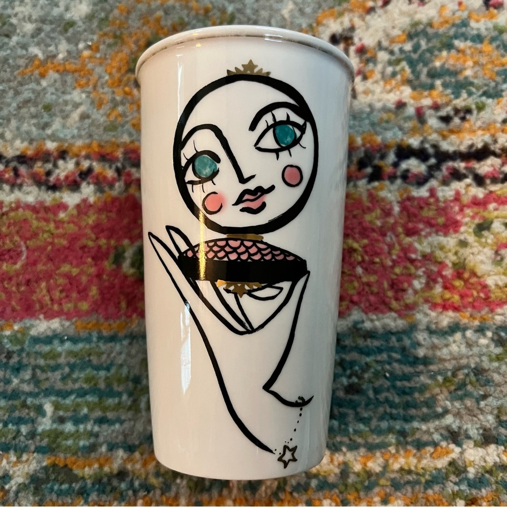 Starbucks 2015 Blusher Double Wall Ceramic Tumbler EUC RARE 12 Oz